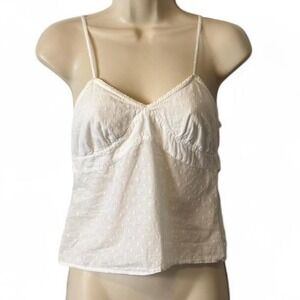 Y2K American Eagle White Swiss Polka Dot Sheer Cami Top